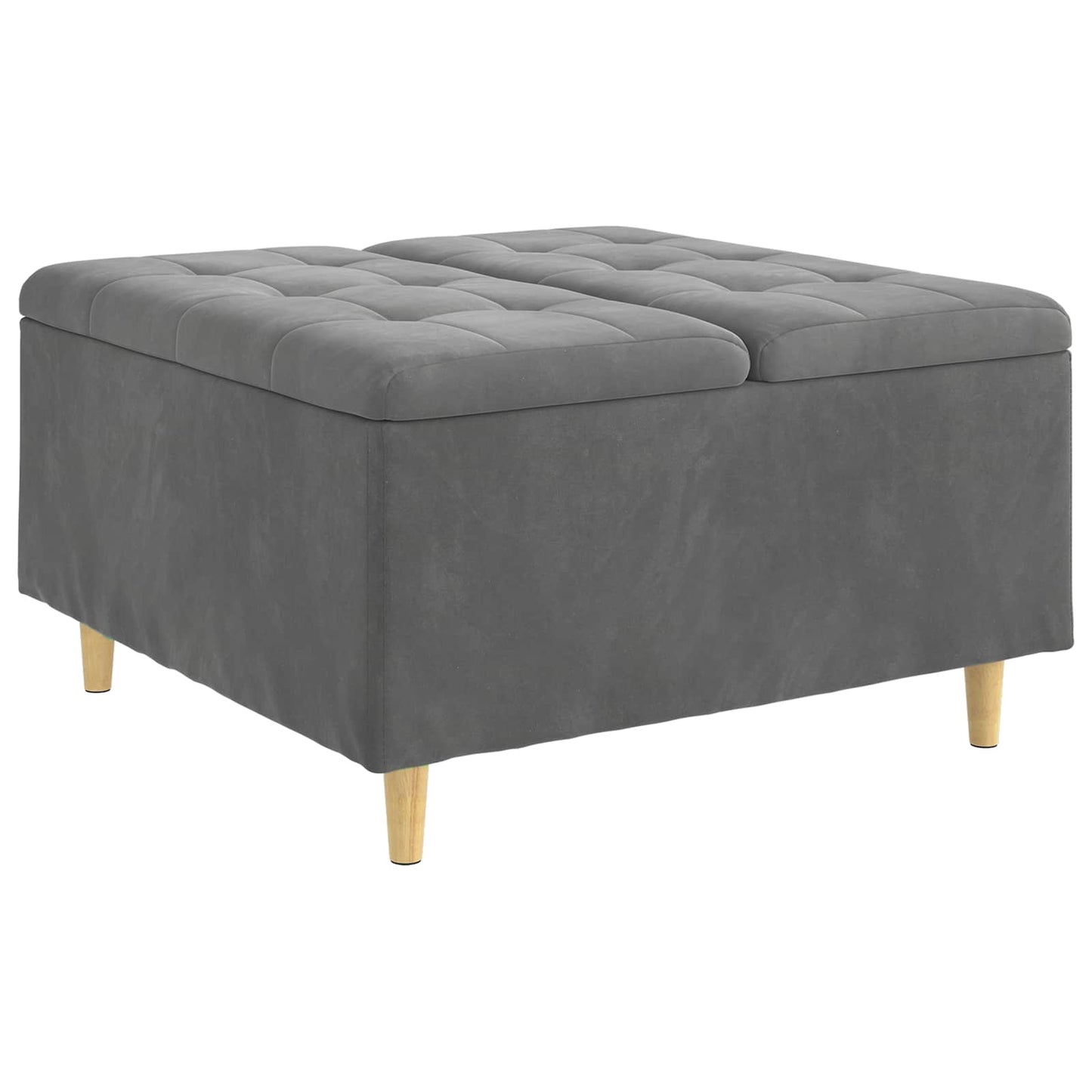 Pouf contenitore Grigio scuro 80 x 80 x 45 cm Velluto