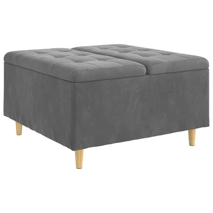 Pouf contenitore Grigio scuro 80 x 80 x 45 cm Velluto