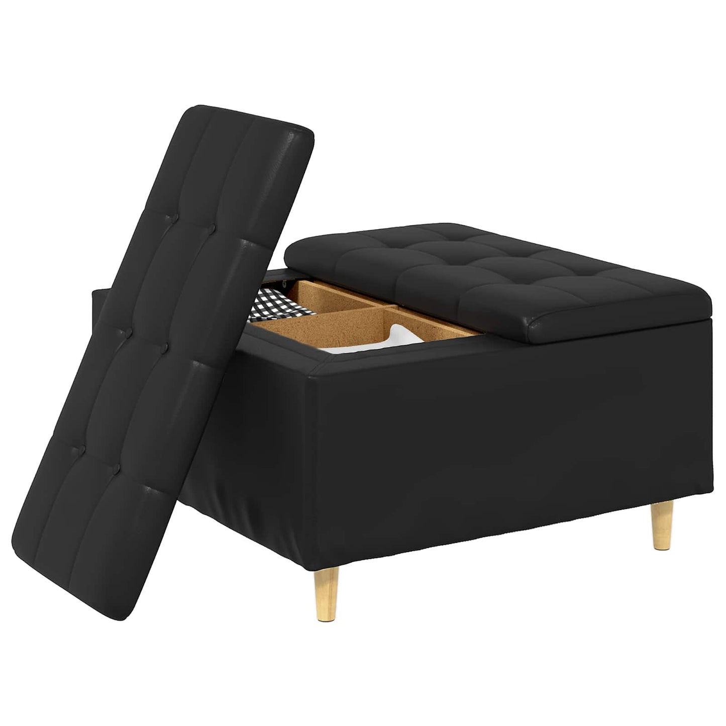 Pouf contenitore Nero 80 x 80 x 45 cm Pelle sintetica
