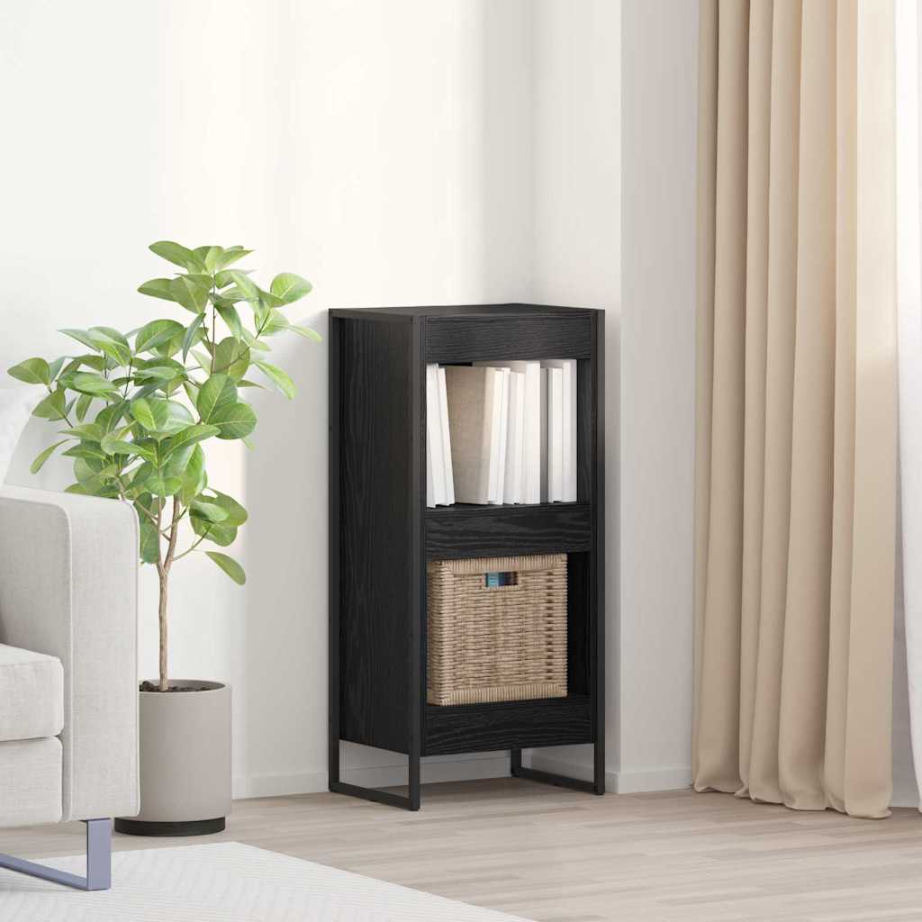 Armadio per Libri Rovere Nero 80 x 30 x 155 cm