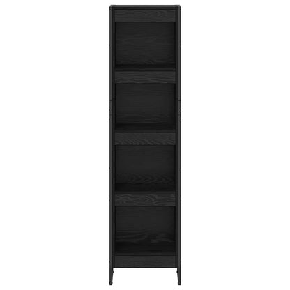 Armadio per Libri Rovere Nero 80 x 30 x 155 cm