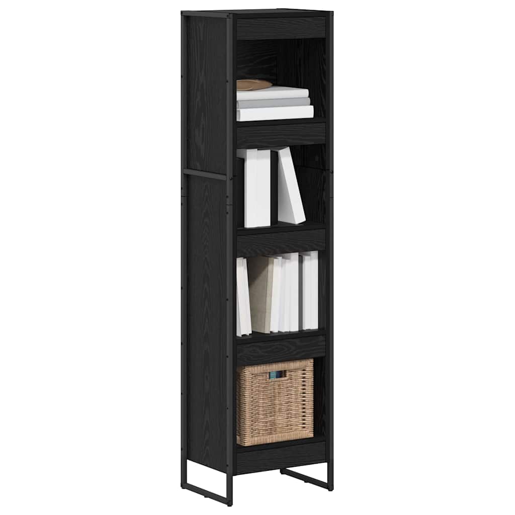 Armadio per Libri Rovere Nero 80 x 30 x 155 cm
