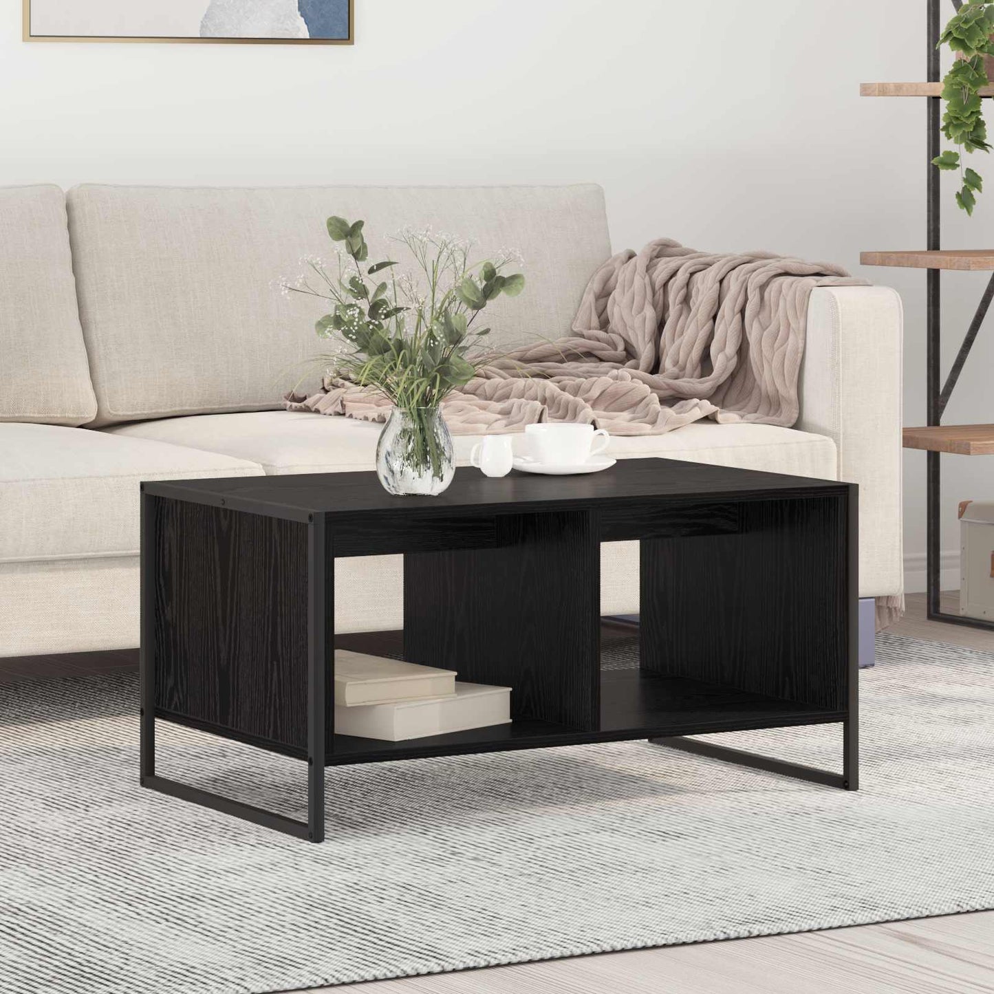 Tavolino da salotto Rovere Nero 80 x 50 x 40 cm