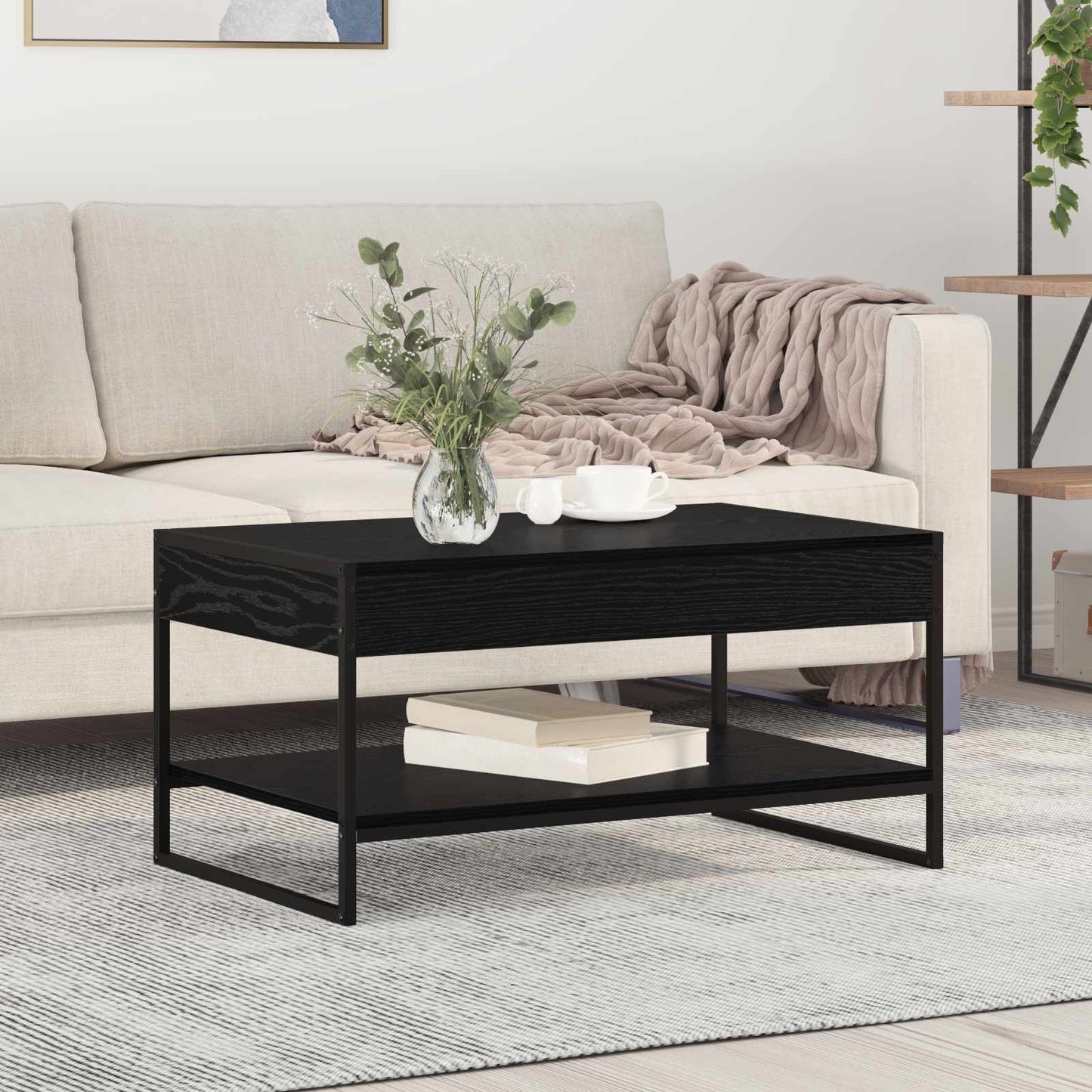 Tavolino da salotto Rovere Nero 80 x 50 x 40 cm