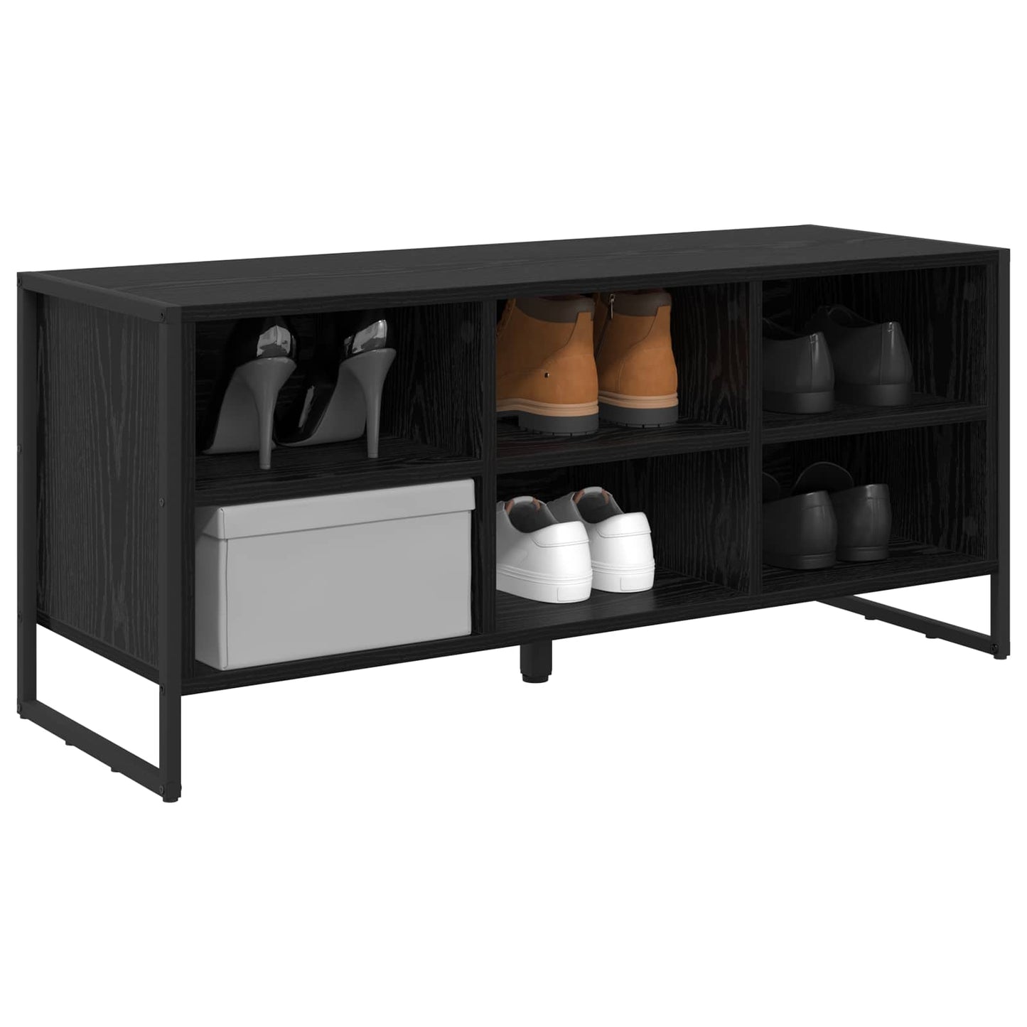 Mobile per scarpe Rovere Nero 60 x 35 x 44 cm Legno multistrato