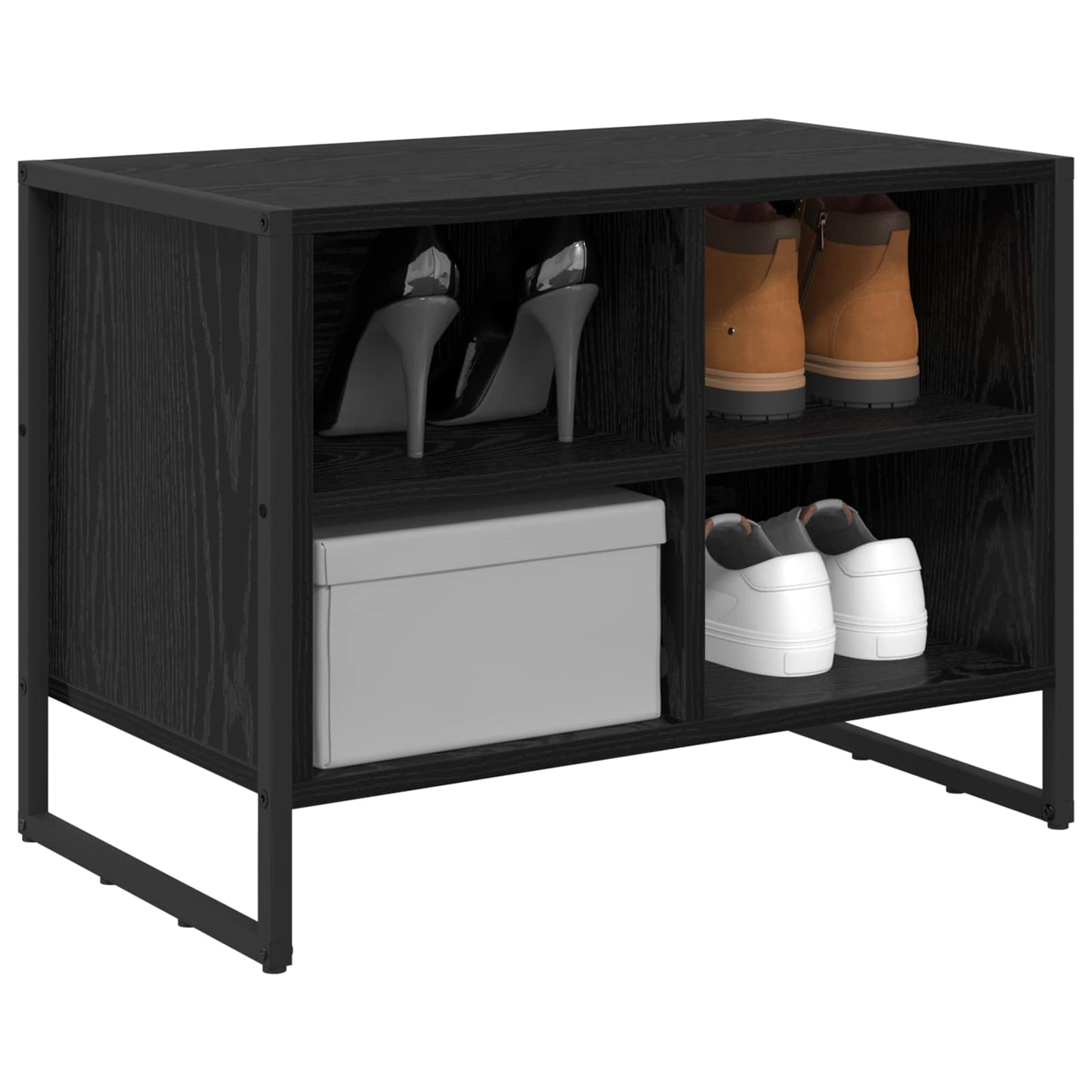Mobile per scarpe Rovere Nero 60 x 35 x 44 cm Legno multistrato