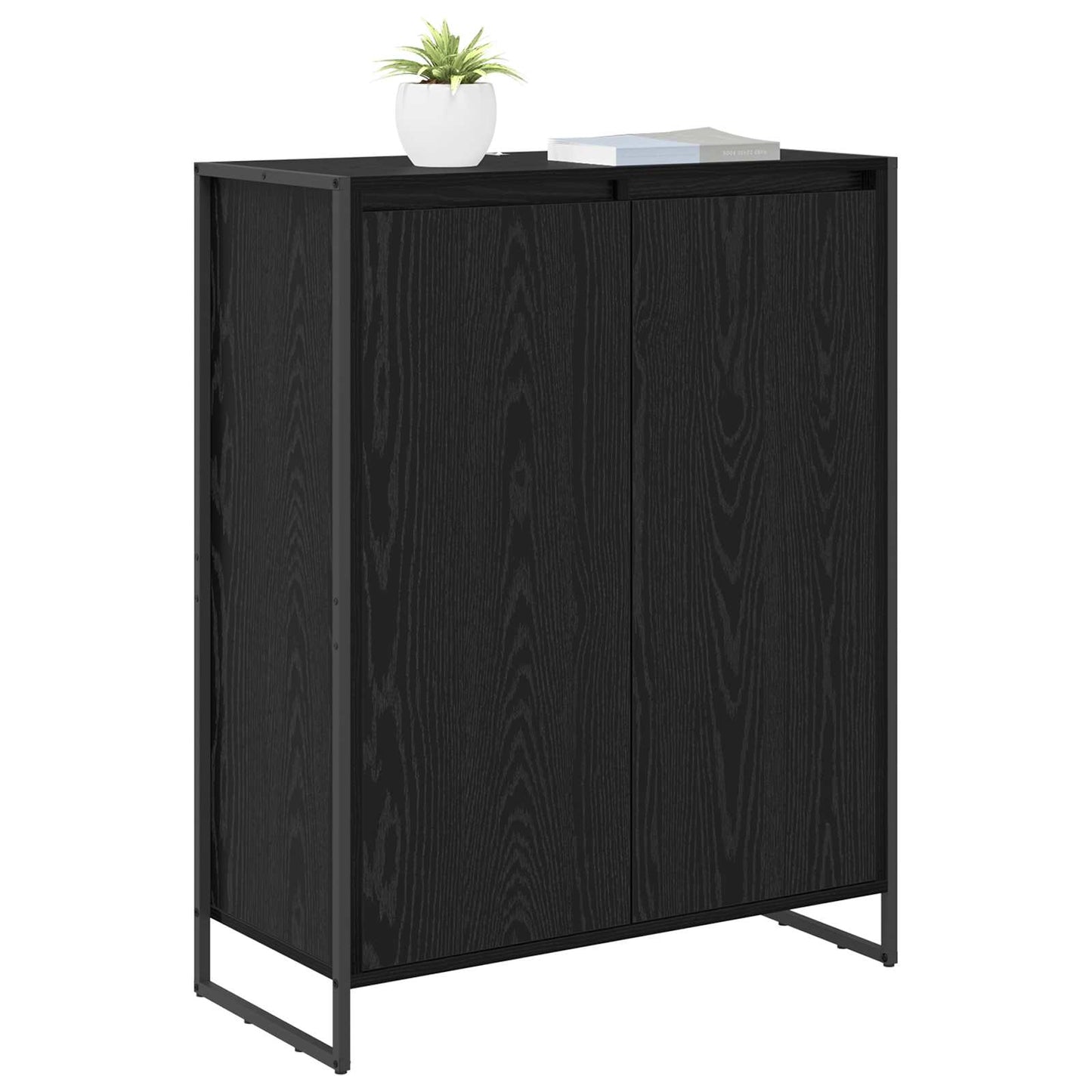 Mobile per scarpe con porta Rovere Nero 79 x 36 x 100 cm