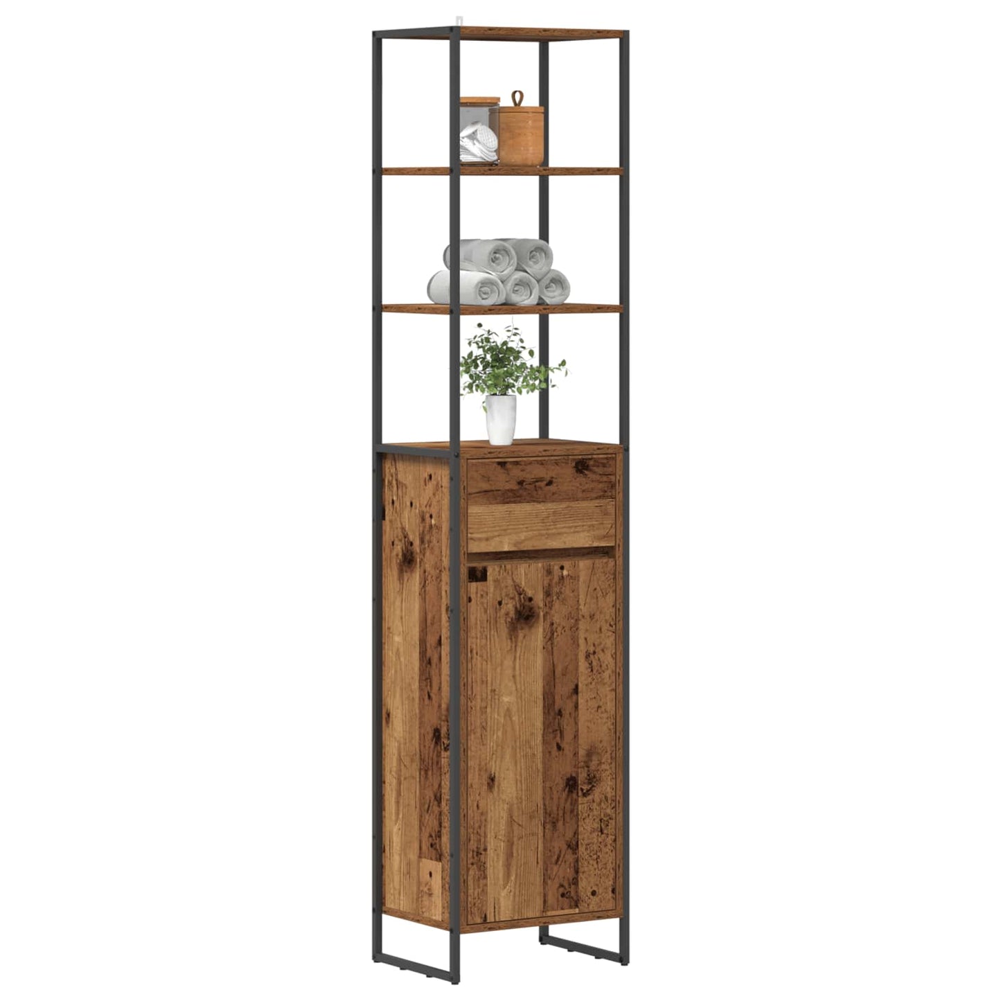 Mobile da Bagno con cassetto Legno vecchio 40 x 30 x 180 cm