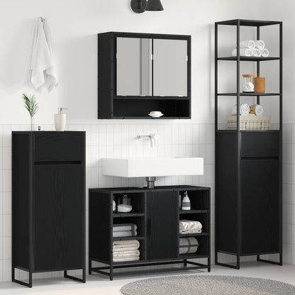 Mobile da Bagno Rovere Nero 40 x 30 x 100 cm Legno multistrato