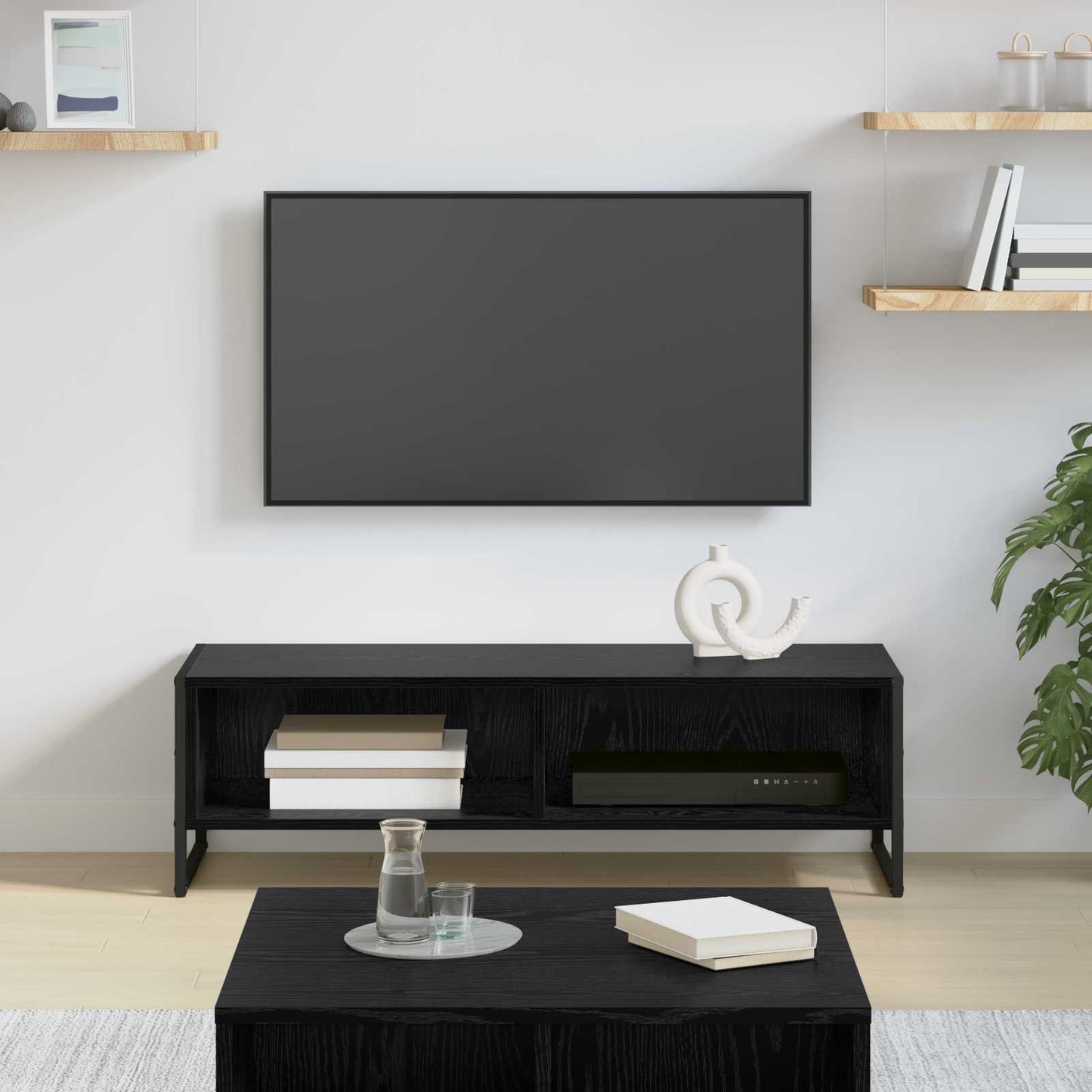 Mobile TV Rovere Nero 100 x 36.5 x 30.5 cm Legno multistrato