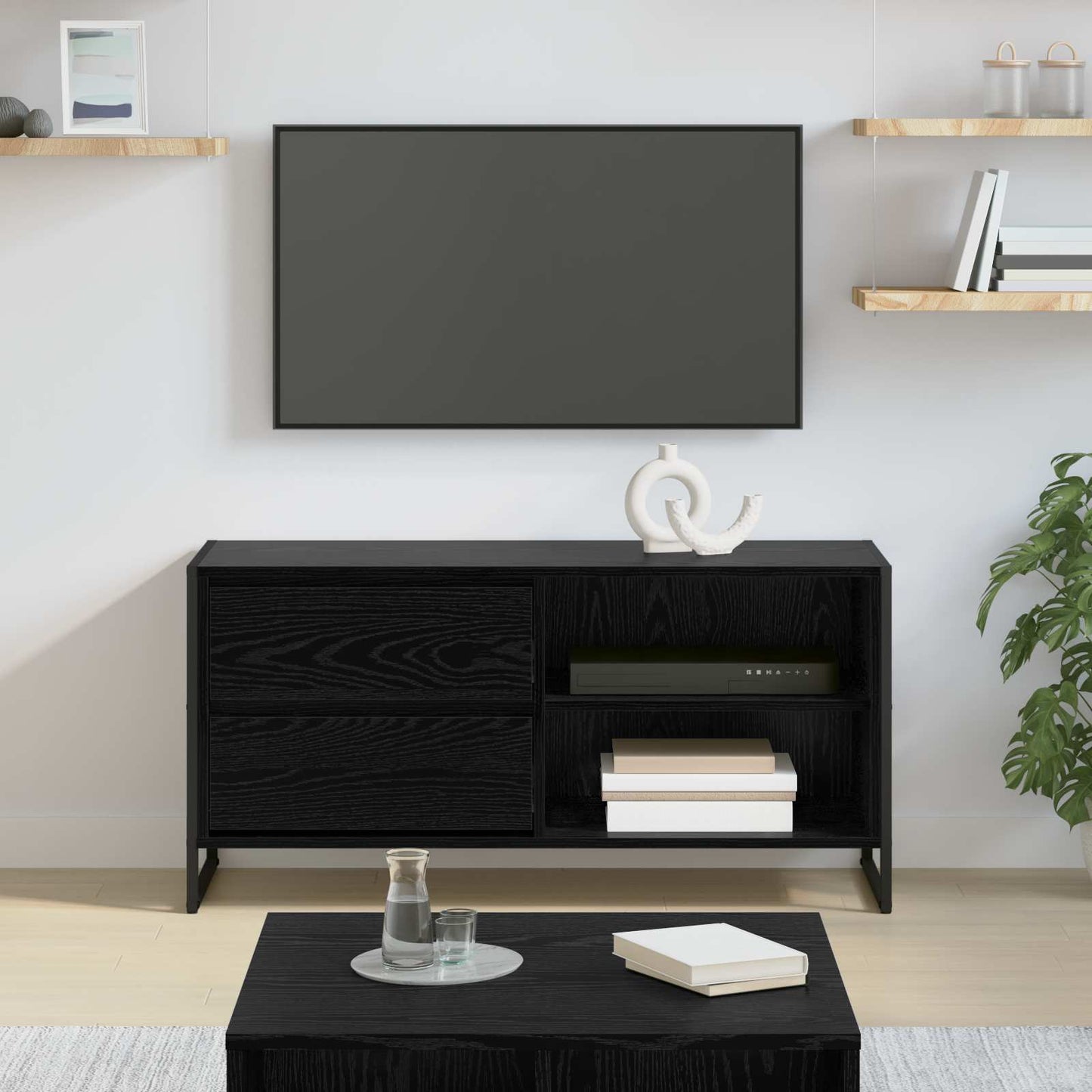 Mobile TV Rovere Nero 100 x 36 x 49,5 cm Legno multistrato