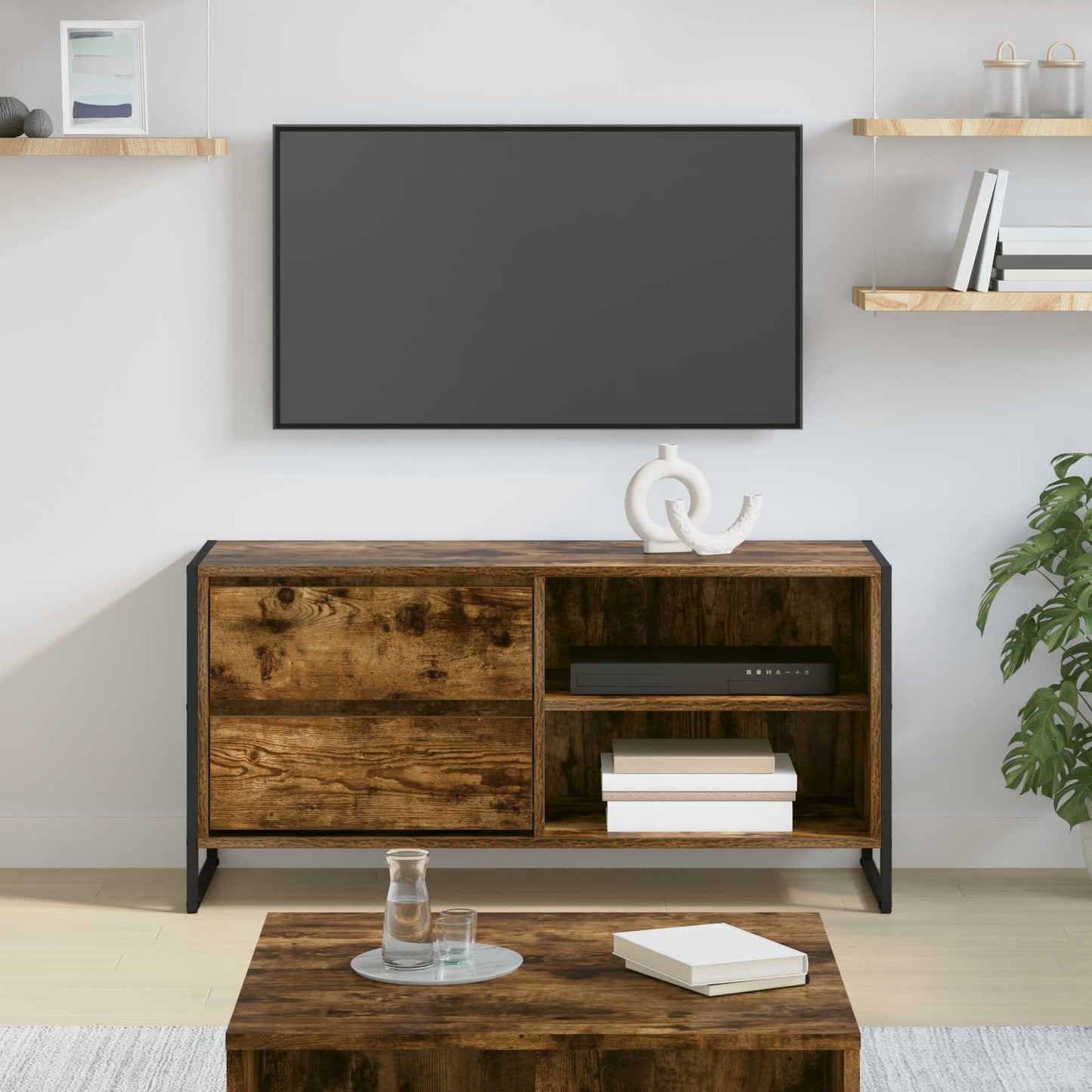 Mobile TV Quercia Fumosa 100 x 36 x 49,5 cm Legno multistrato