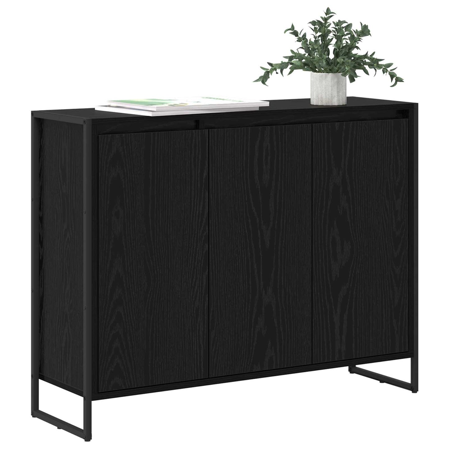 Mobile laterale Rovere Nero 96,5 x 30 x 75 cm Legno multistrato