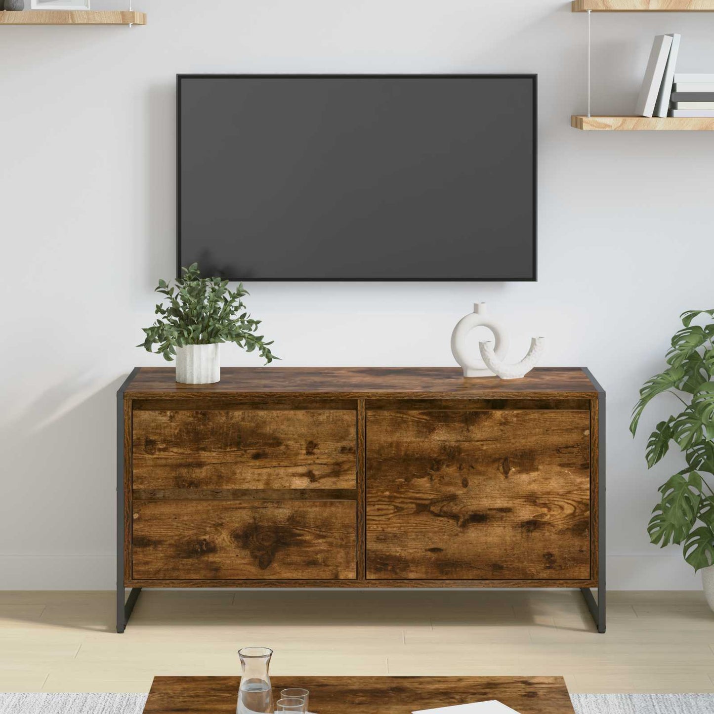 Mobile TV Quercia Fumosa 100 x 36 x 49,5 cm Legno multistrato