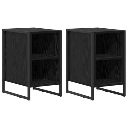 Comodino 2 pcs Rovere Nero 39.5 x 30 x 50 cm Legno multistrato