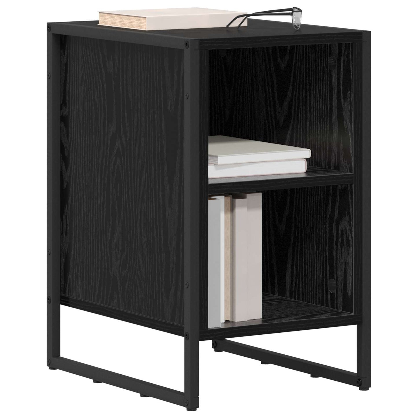 Comodino 2 pcs Rovere Nero 39.5 x 30 x 50 cm Legno multistrato