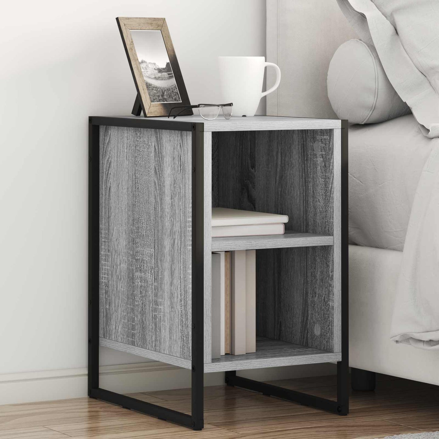 Comodino Grigio Sonoma 39.5 x 30 x 50 cm Legno multistrato