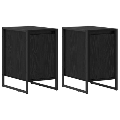 Comodino 2 pcs Rovere Nero 39.5 x 30 x 50 cm Legno multistrato