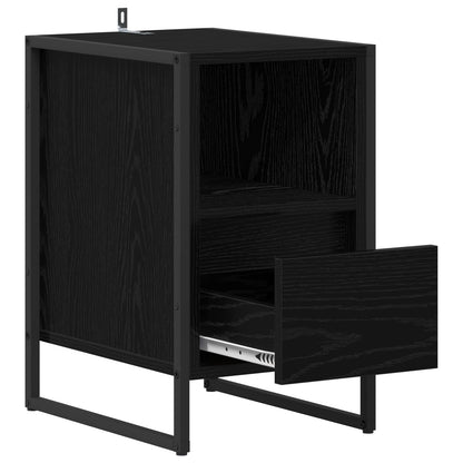 Comodino Rovere Nero 39.5 x 30 x 50 cm Legno multistrato