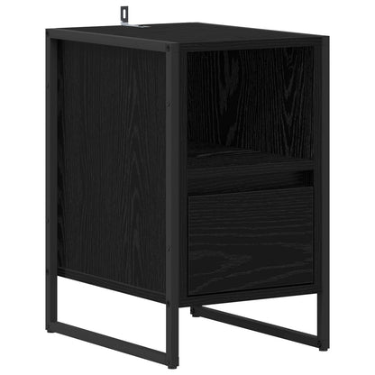 Comodino 2 pcs Rovere Nero 39.5 x 30 x 50 cm Legno multistrato