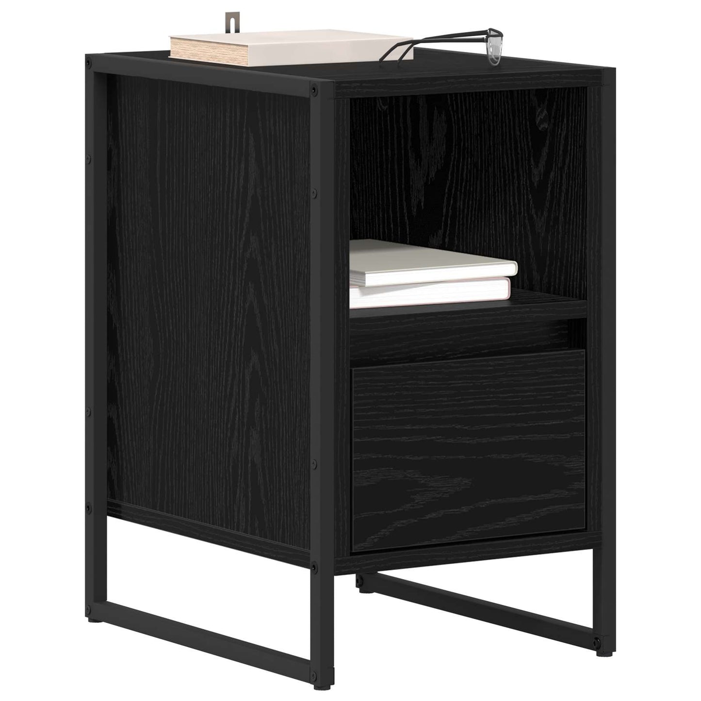 Comodino 2 pcs Rovere Nero 39.5 x 30 x 50 cm Legno multistrato
