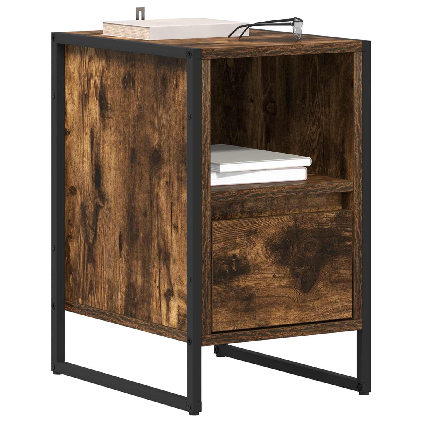Comodino con cassetto 2 pcs Quercia Fumosa 39,5 x 30 x 50 cm