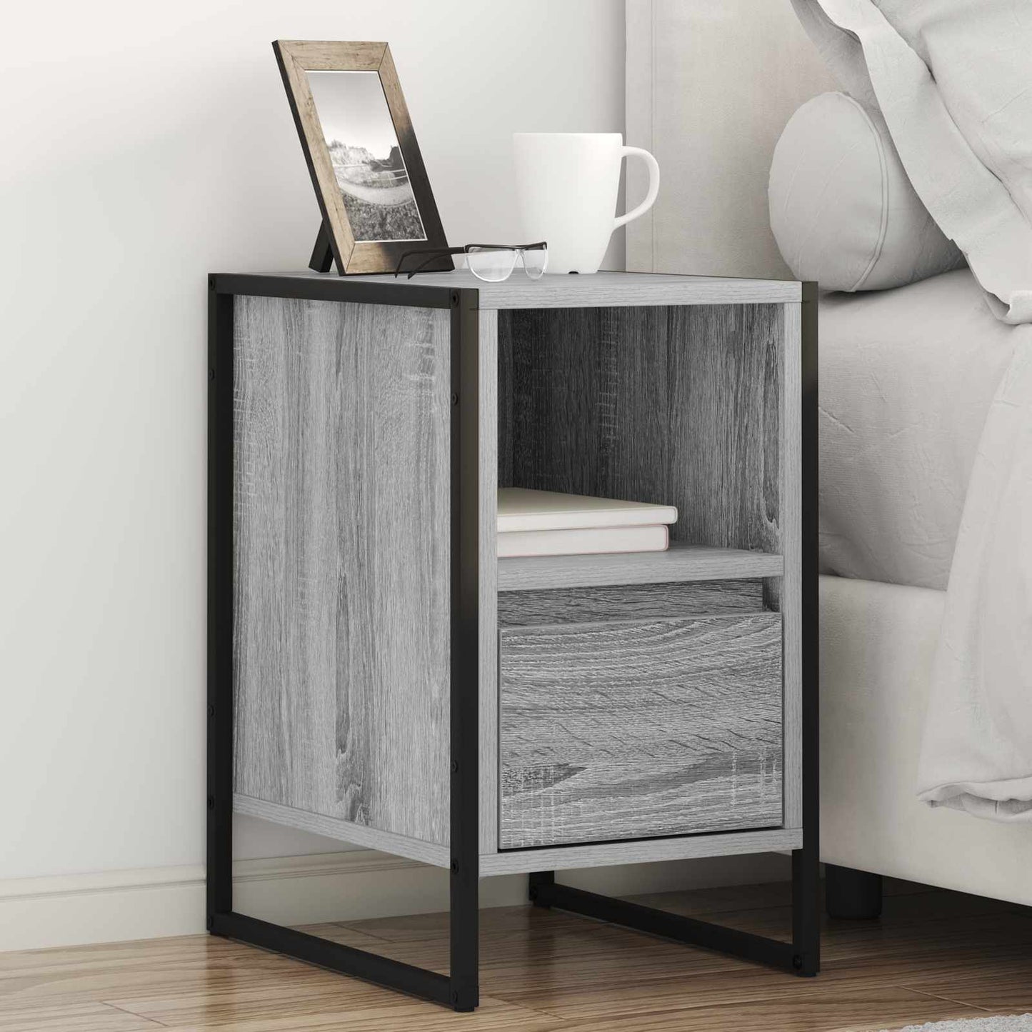 Comodino con cassetto 2 pcs Grigio Sonoma 39,5 x 30 x 50 cm