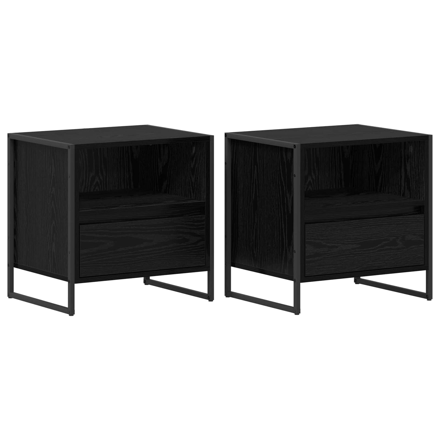 Comodino 2 pcs Rovere Nero 50 x 39,5 x 50 cm Legno multistrato