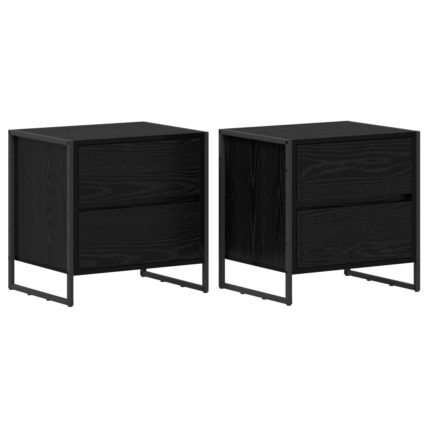 Comodino 2 pcs Rovere Nero 50 x 39,5 x 50 cm Legno multistrato