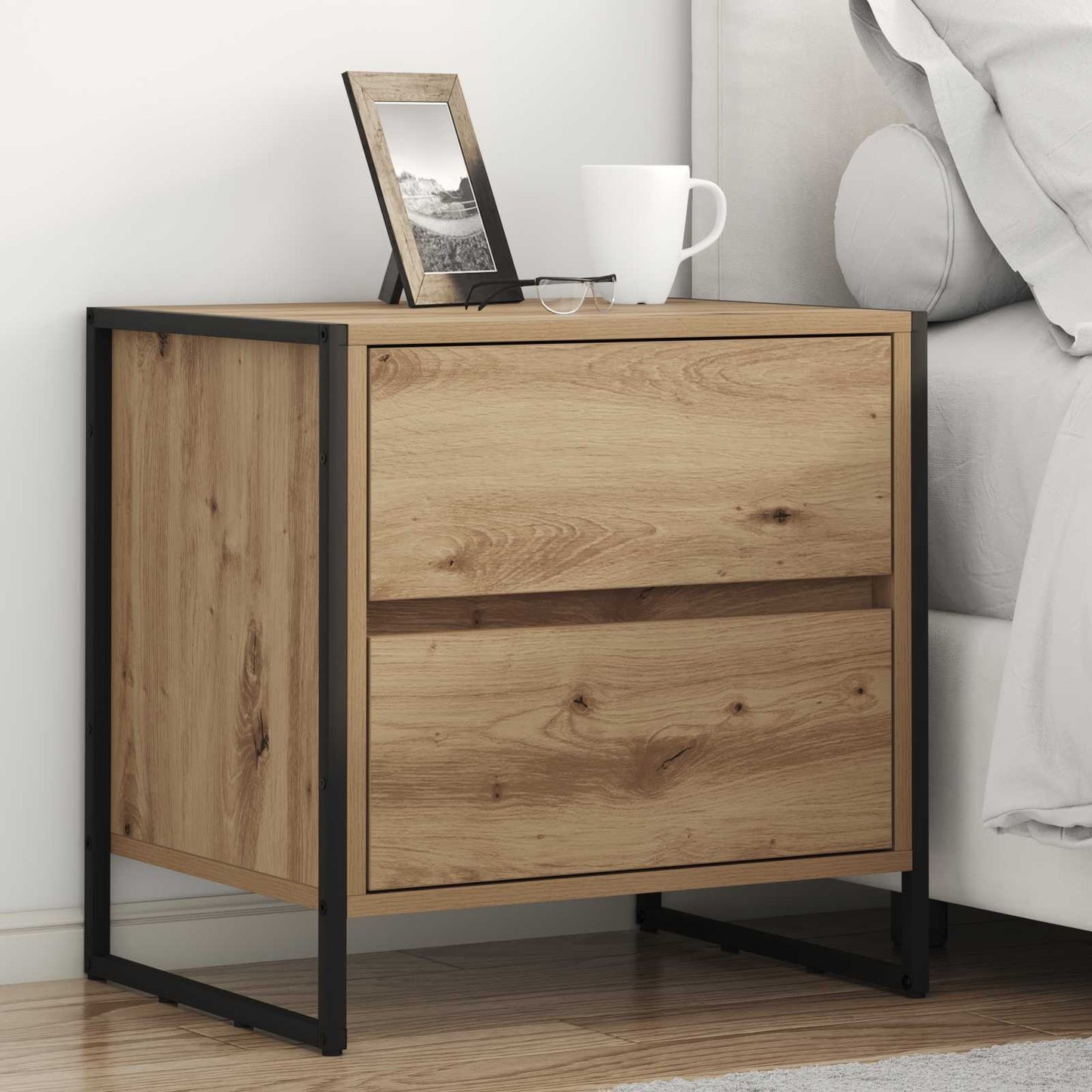 Comodino Rovere Artigianale 50 x 39,5 x 50 cm Legno multistrato