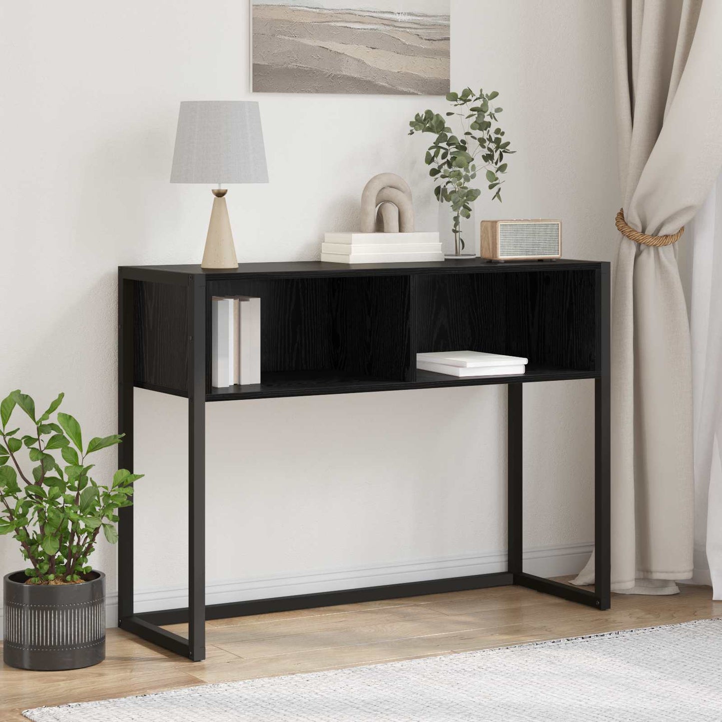 Tavolino Rovere Nero 100 x 36 x 75 cm Legno multistrato