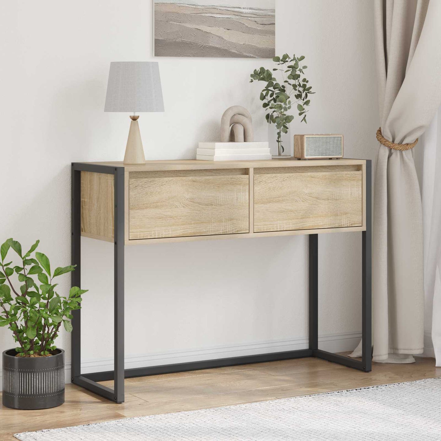 Tavolino con cassetto Sonoma 100 x 36 x 75 cm Legno multistrato