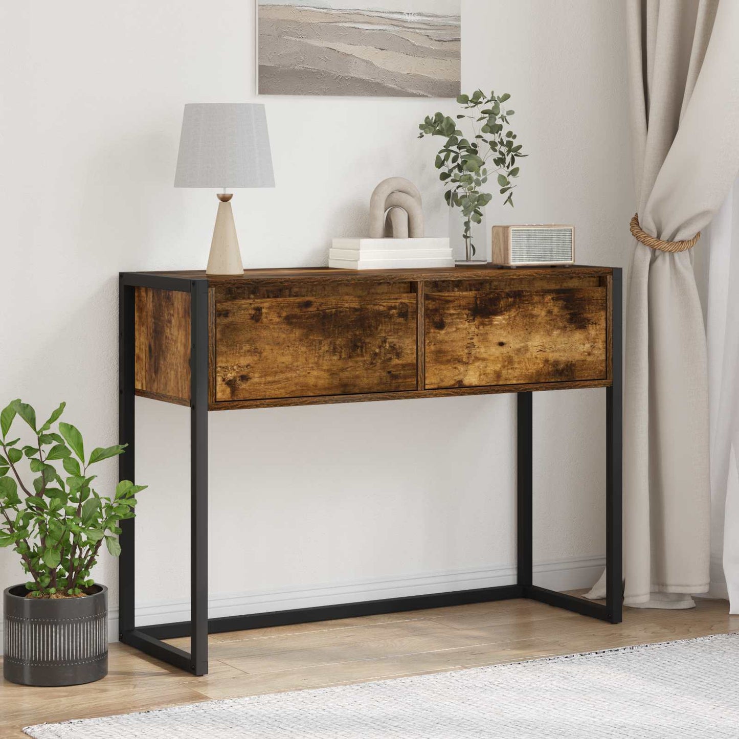 Tavolino Quercia Fumosa 100 x 36 x 75 cm Legno multistrato
