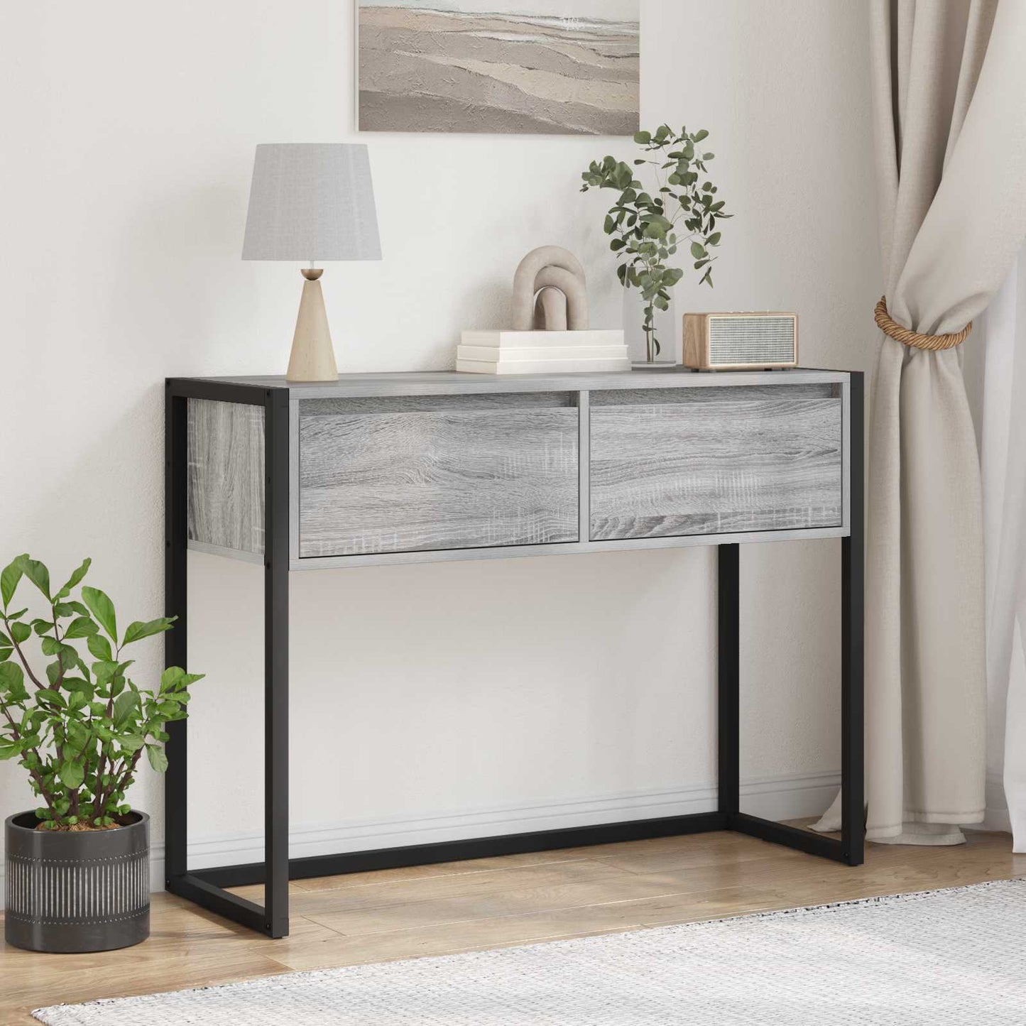 Tavolino Grigio Sonoma 100 x 36 x 75 cm Legno multistrato