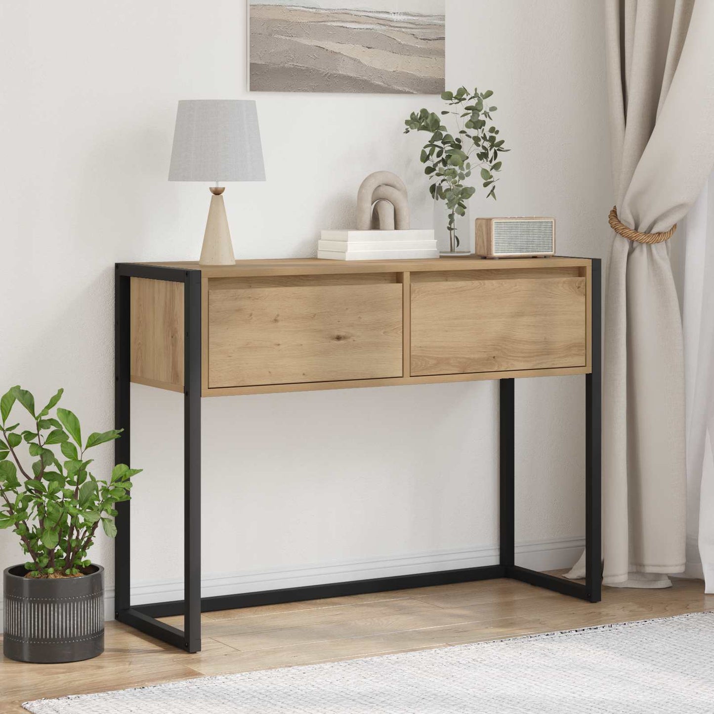 Tavolino Rovere Artigianale 100 x 36 x 75 cm Legno multistrato