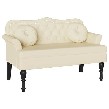 Panca Chesterfield Crema 120,5 x 65 x 75 cm Pelle Sintetica