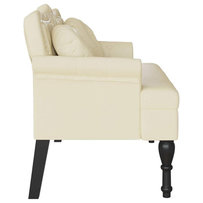 Panca Chesterfield Crema 120,5 x 65 x 75 cm Pelle Sintetica