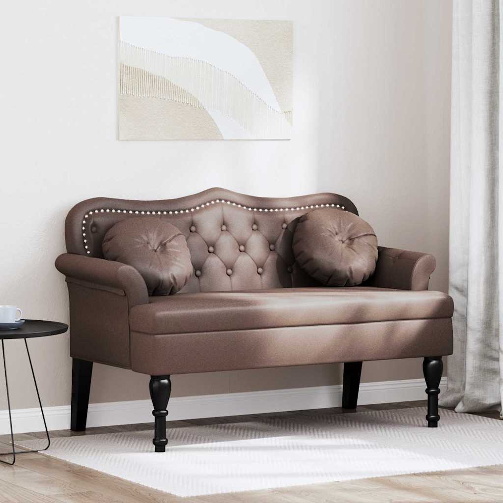 Panca Chesterfield Marrone 120,5 x 65 x 75 cm Pelle Sintetica
