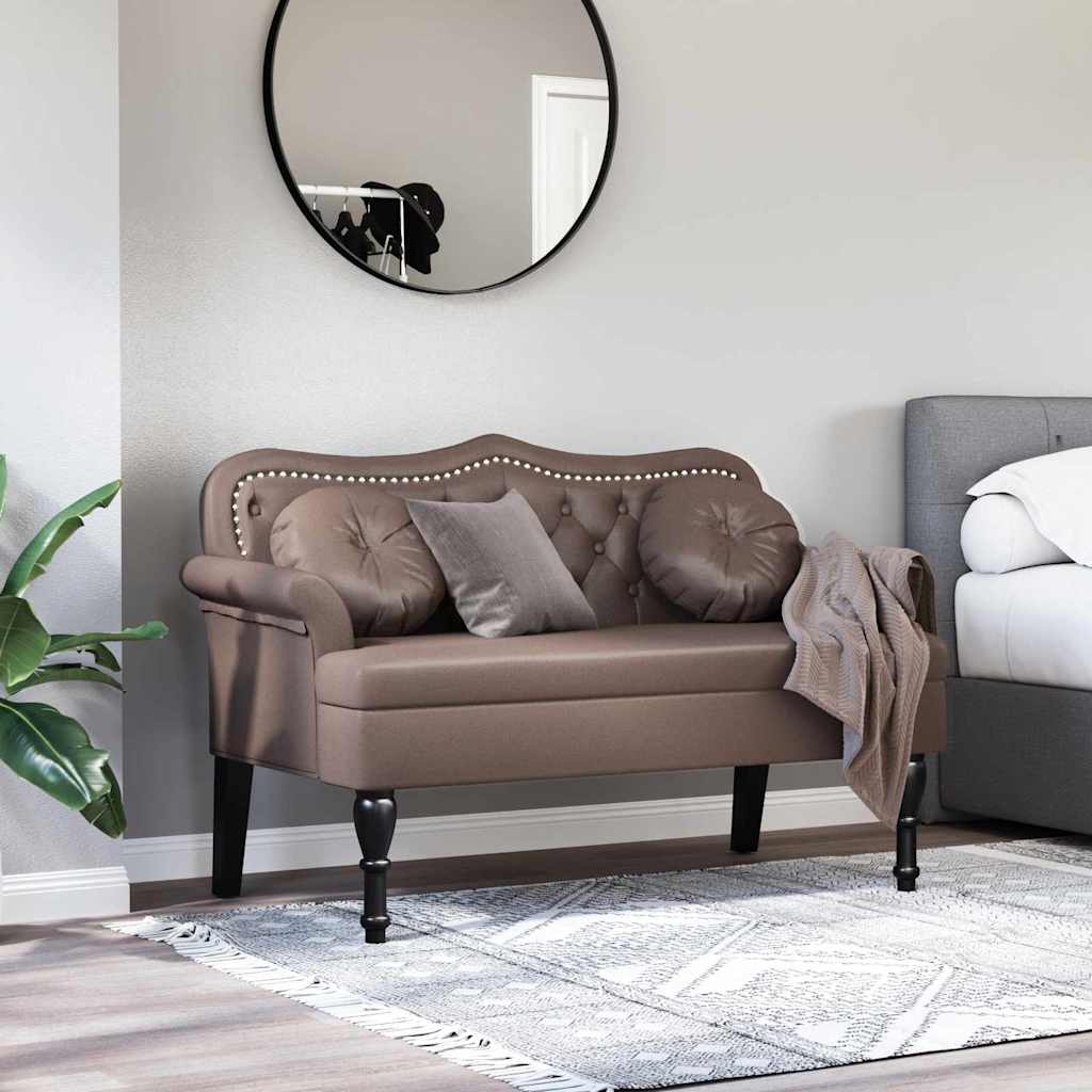 Panca Chesterfield Marrone 120,5 x 65 x 75 cm Pelle Sintetica