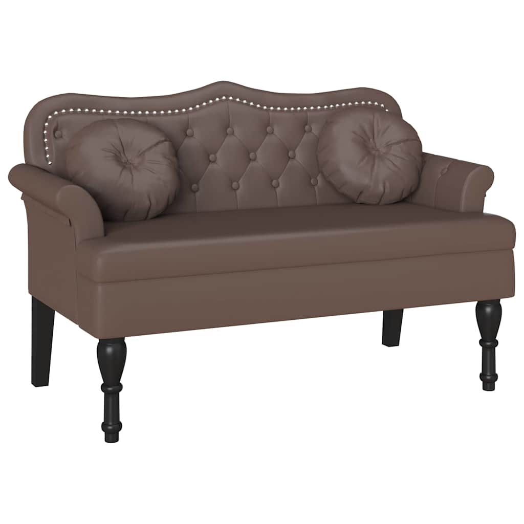 Panca Chesterfield Marrone 120,5 x 65 x 75 cm Pelle Sintetica