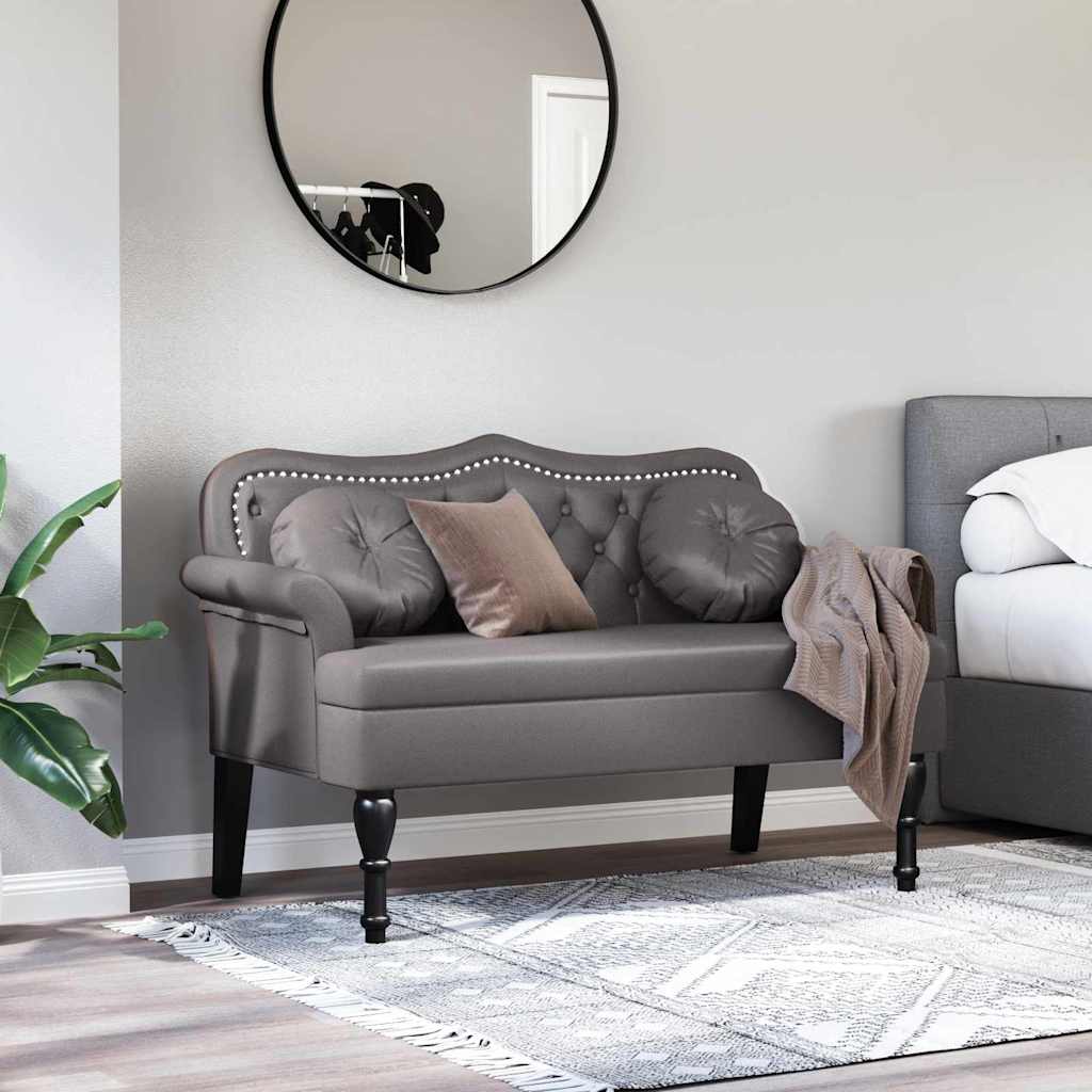 Panca Chesterfield Grigio 120,5 x 65 x 75 cm Pelle Sintetica
