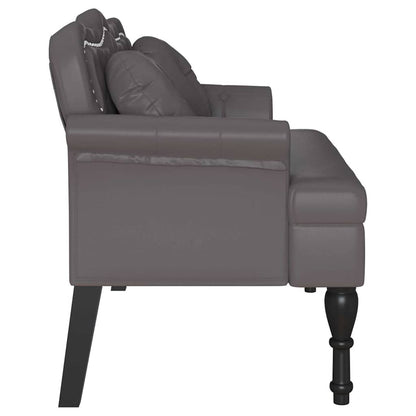 Panca Chesterfield Grigio 120,5 x 65 x 75 cm Pelle Sintetica