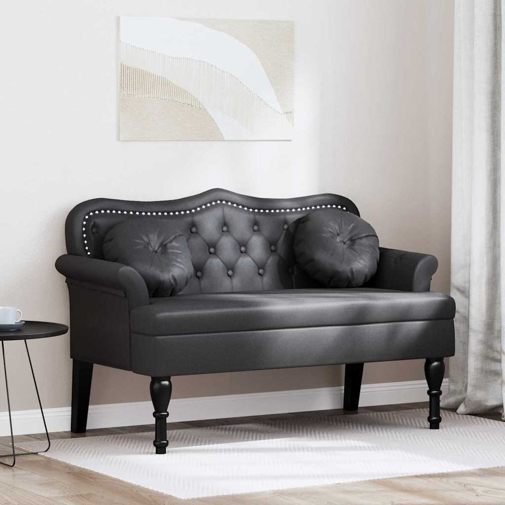 Panca Chesterfield Nero 120,5 x 65 x 75 cm Pelle Sintetica