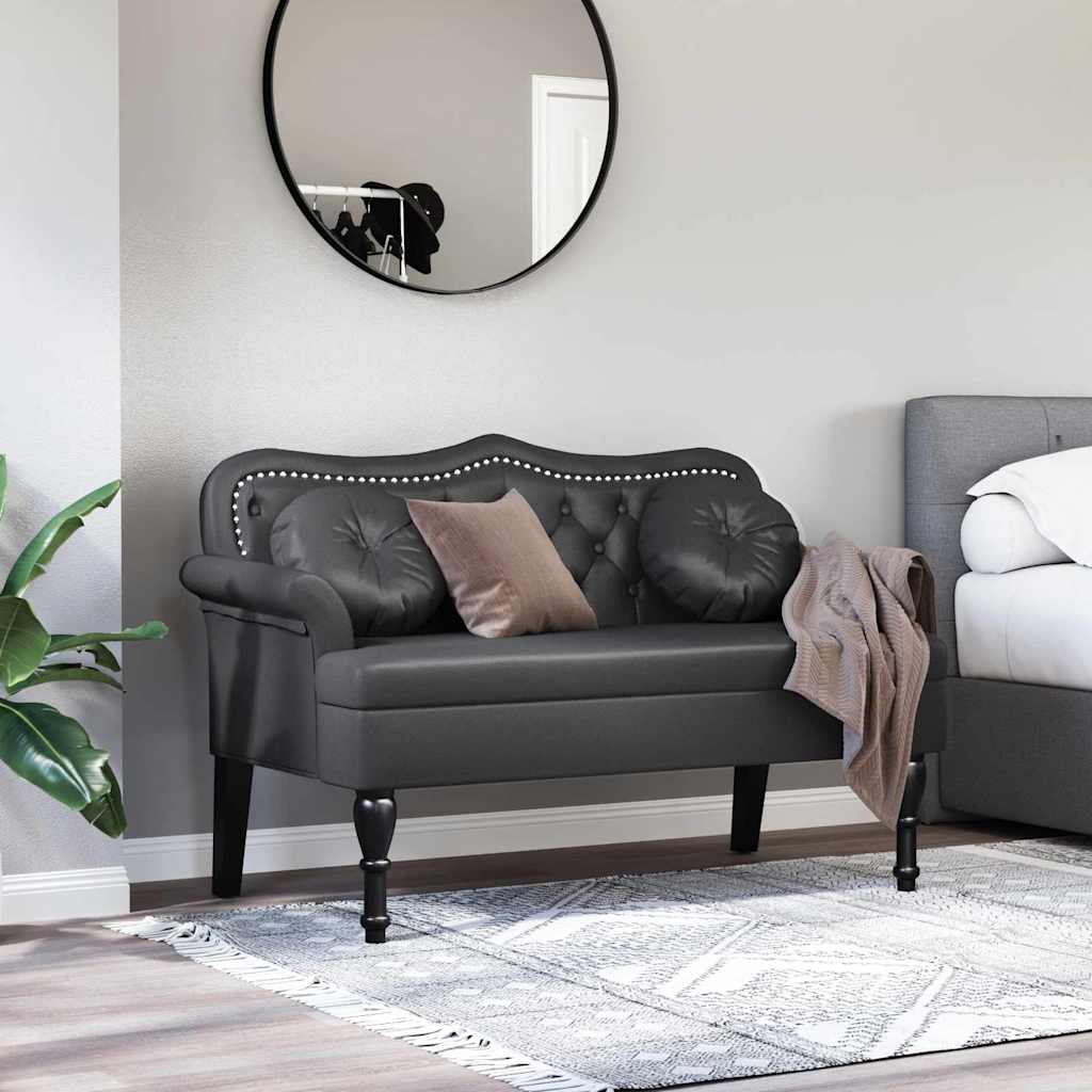 Panca Chesterfield Nero 120,5 x 65 x 75 cm Pelle Sintetica