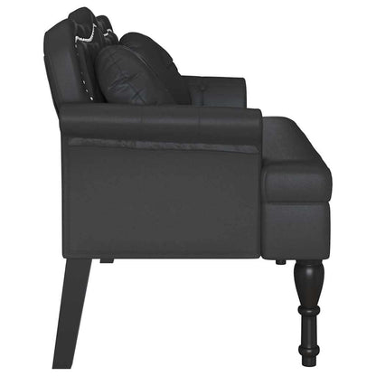 Panca Chesterfield Nero 120,5 x 65 x 75 cm Pelle Sintetica