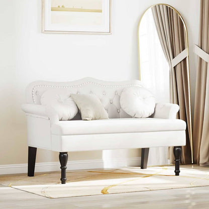 Panca Chesterfield Bianco 120,5 x 65 x 75 cm Pelle Sintetica
