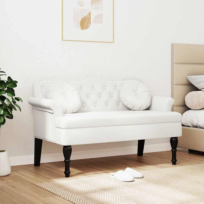 Panca Chesterfield Bianco 120,5 x 65 x 75 cm Pelle Sintetica