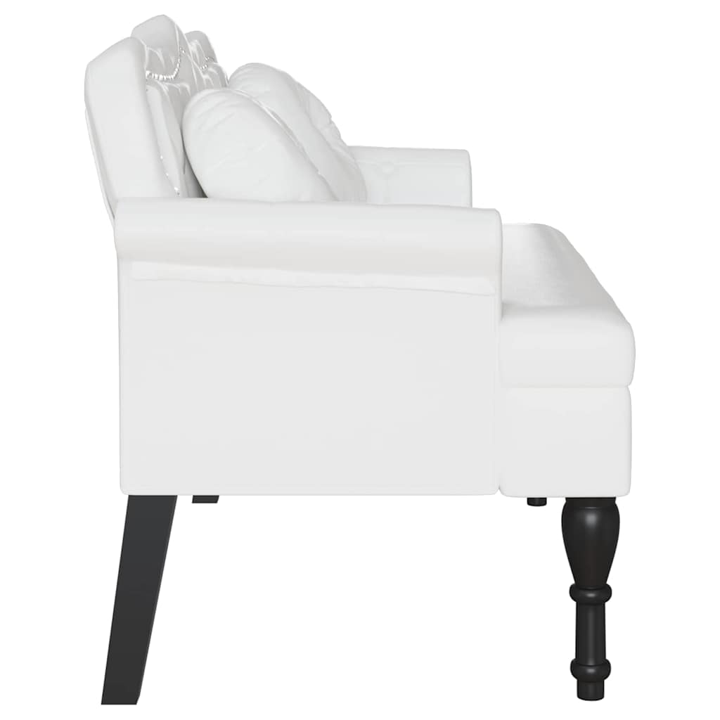 Panca Chesterfield Bianco 120,5 x 65 x 75 cm Pelle Sintetica