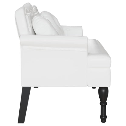 Panca Chesterfield Bianco 120,5 x 65 x 75 cm Pelle Sintetica