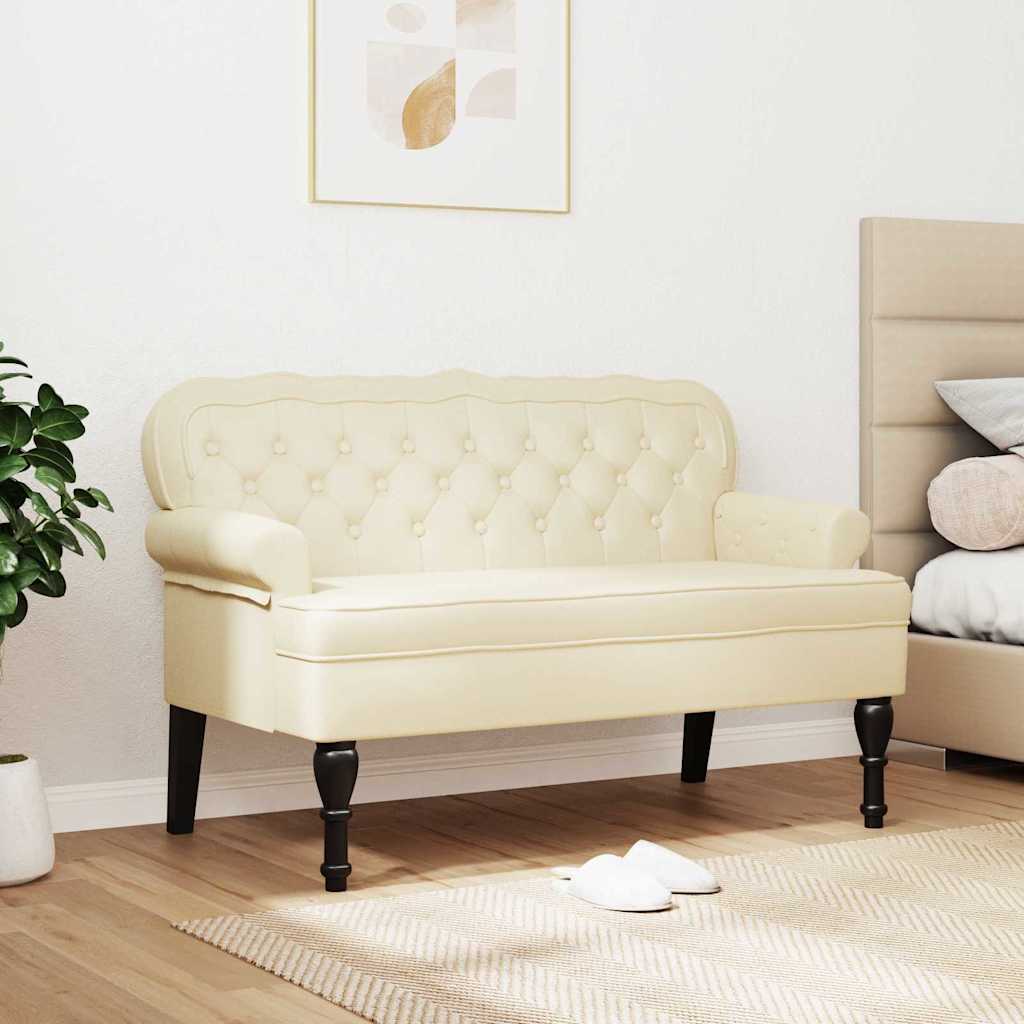 Panca Chesterfield Crema 119,5 x 64,5 x 75 cm Pelle Sintetica